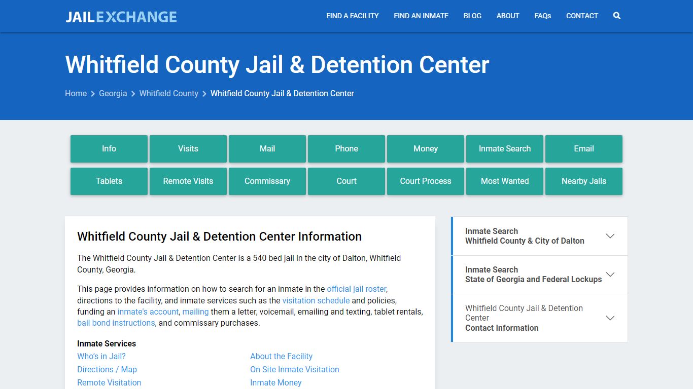 Whitfield County Jail & Detention Center, GA Inmate Search, Information